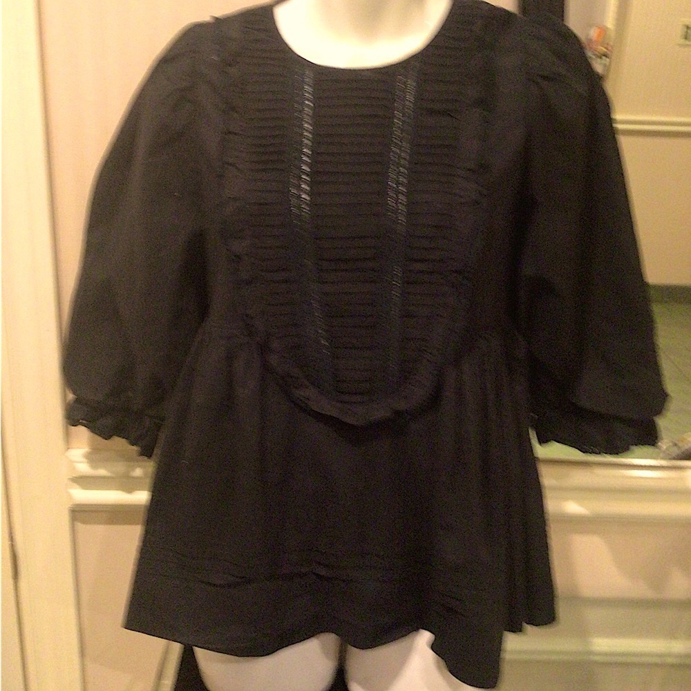 ⬇️Price Drop⬇️NWOT Black 3/4 sleeve cotton top with ruffles - Picture 5 of 5